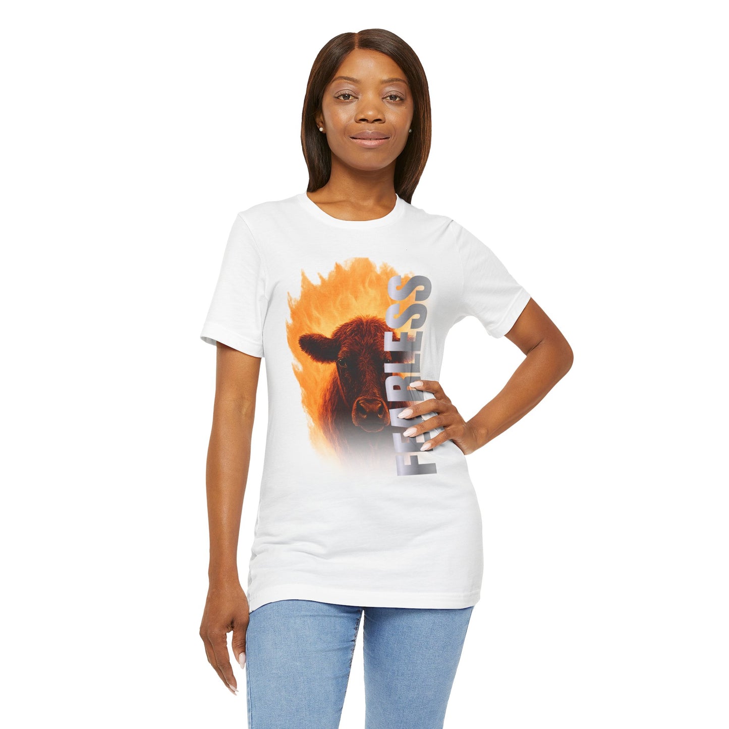 Fearless Spirit Fiery Cow Graphic T-Shirt
