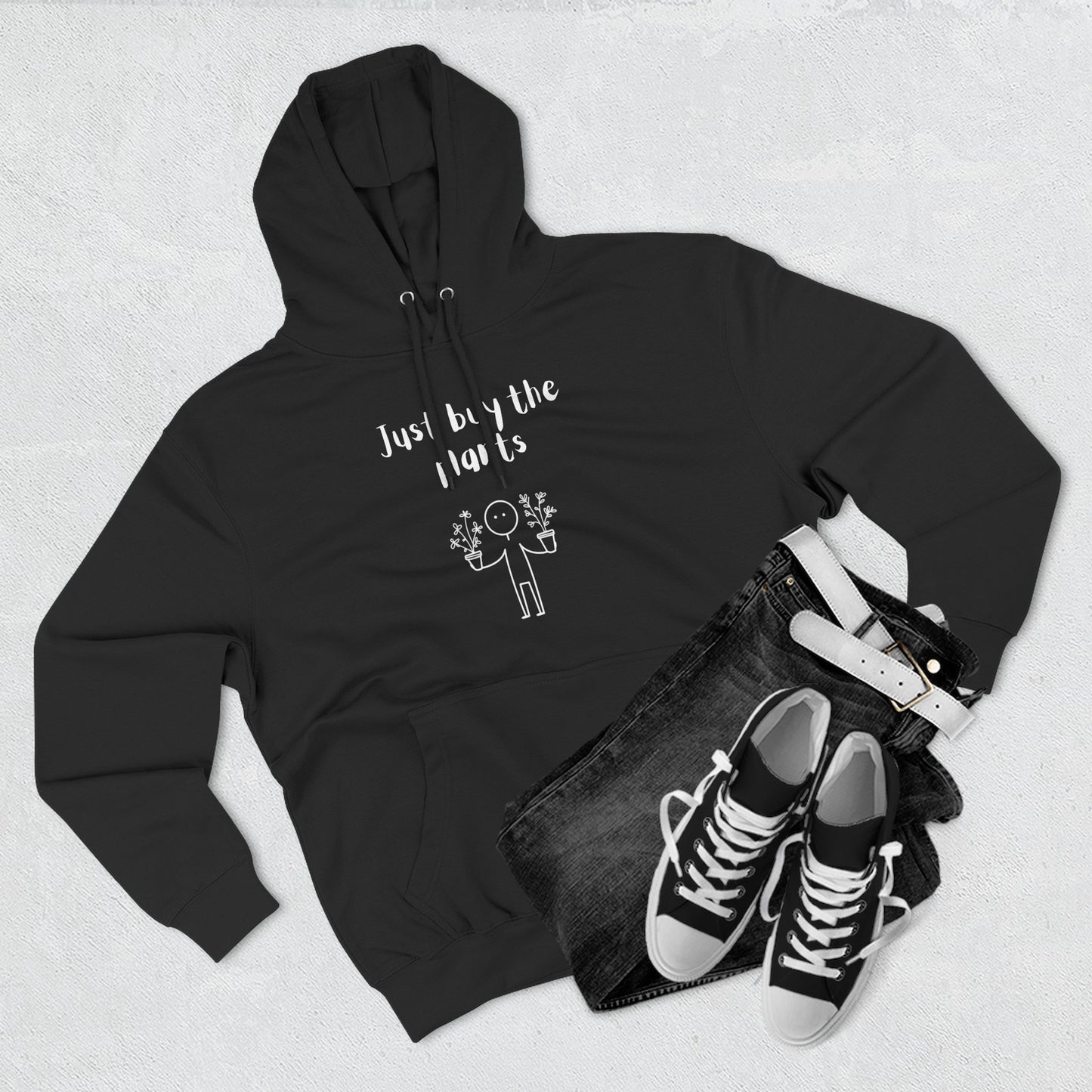 Just Buy the Plants | Minimalist Stickperson Hoodie