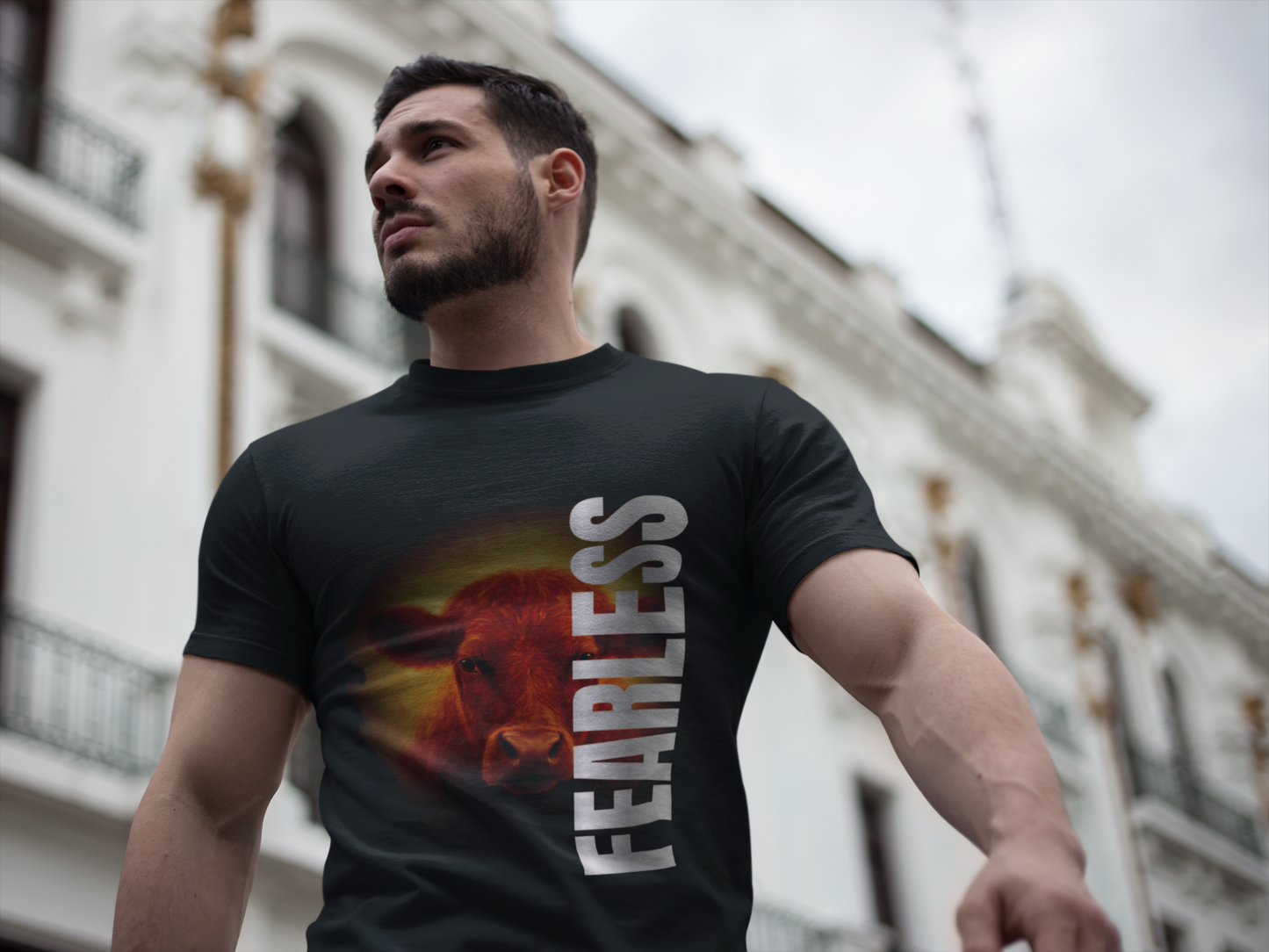 Fearless Spirit Fiery Cow Graphic T-Shirt