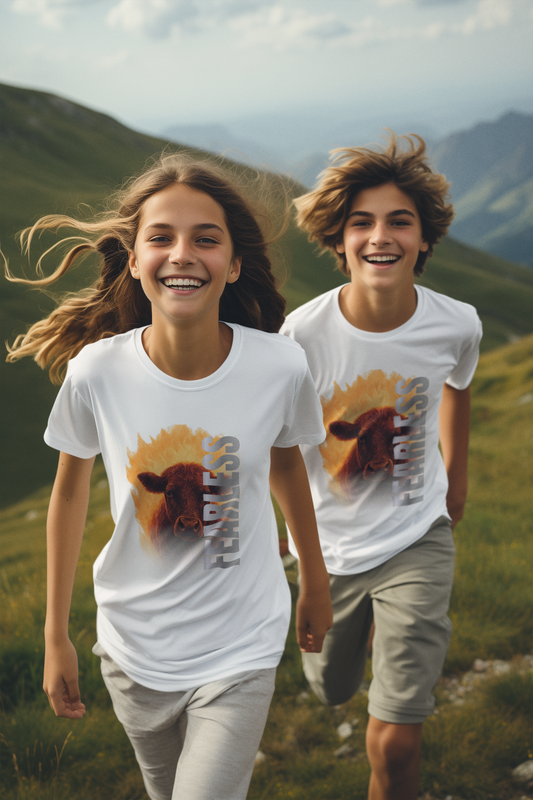 Fearless Spirit Fiery Cow Graphic T-Shirt