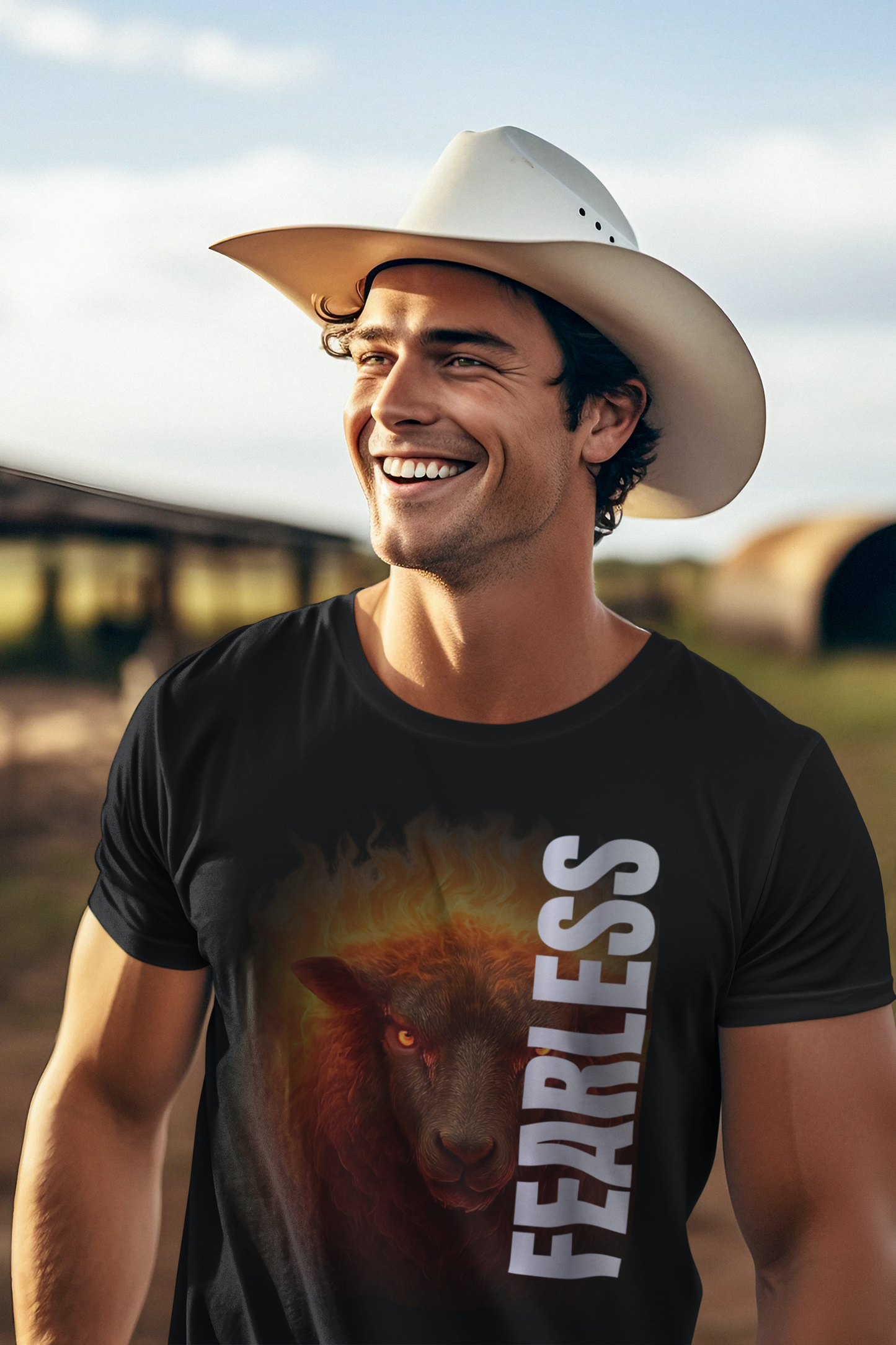 Fearless Fiery Sheep Graphic T-Shirt