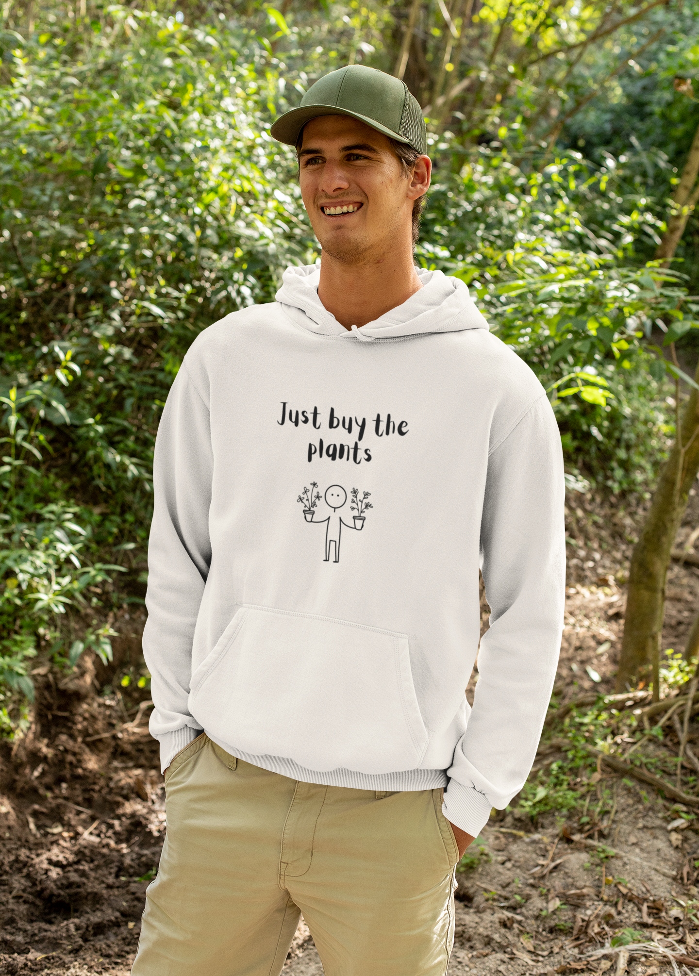 Just Buy the Plants | Minimalist Stickperson Hoodie