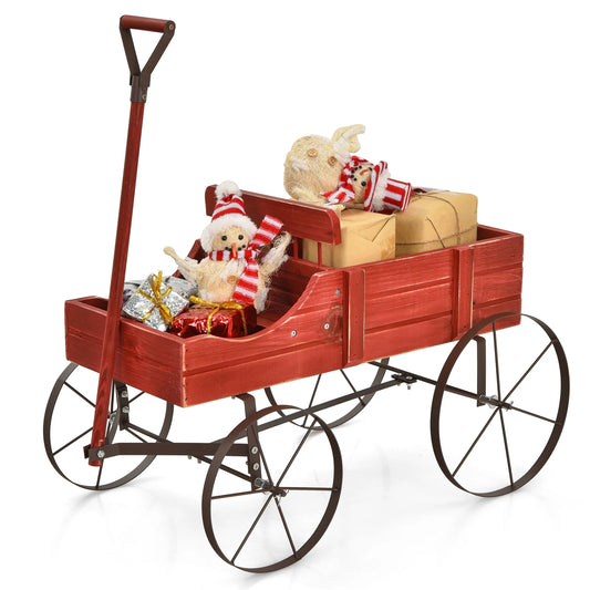 Wooden Garden Flower Planter Wagon 