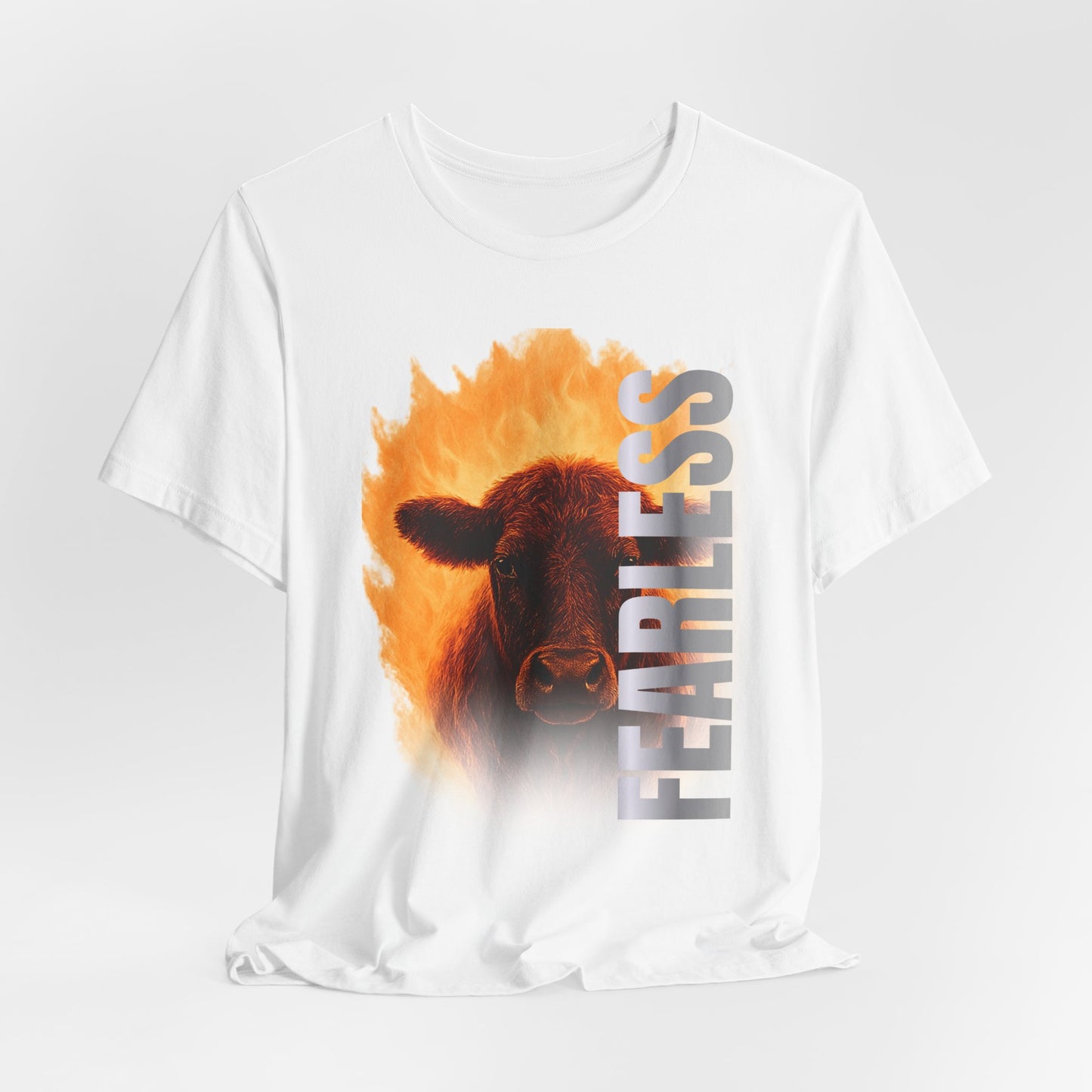 Fearless Spirit Fiery Cow Graphic T-Shirt