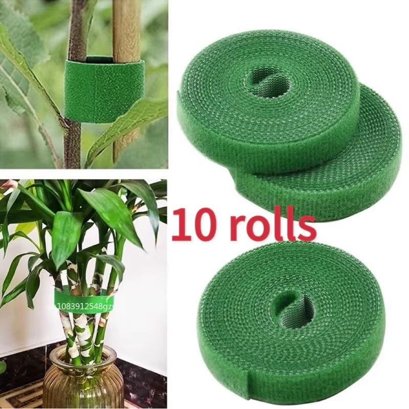 10 Roll Nylon Plant Ties Plant Bandage Hook Tie Loop Adjustable Plant Support Reusable Fastener Tape for Home Garden Accessories