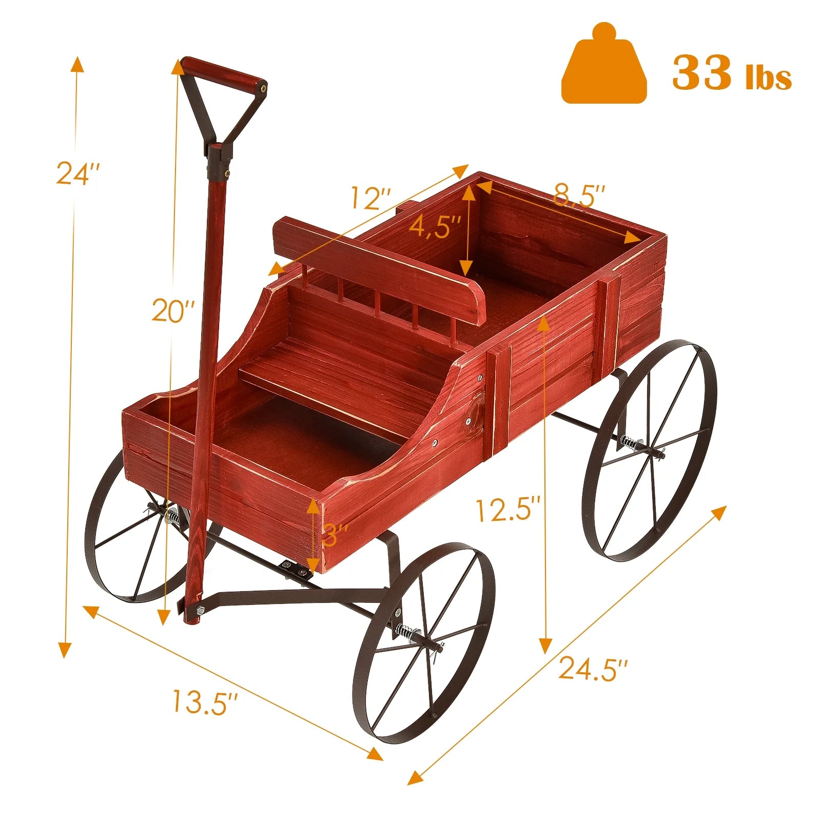 Wooden Garden Flower Planter Wagon 